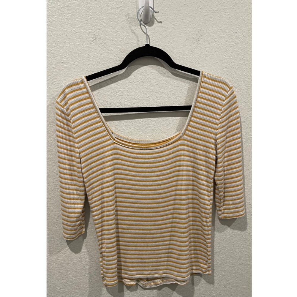 AMERICAN EAGLE Striped 3/4 Sleeve Top